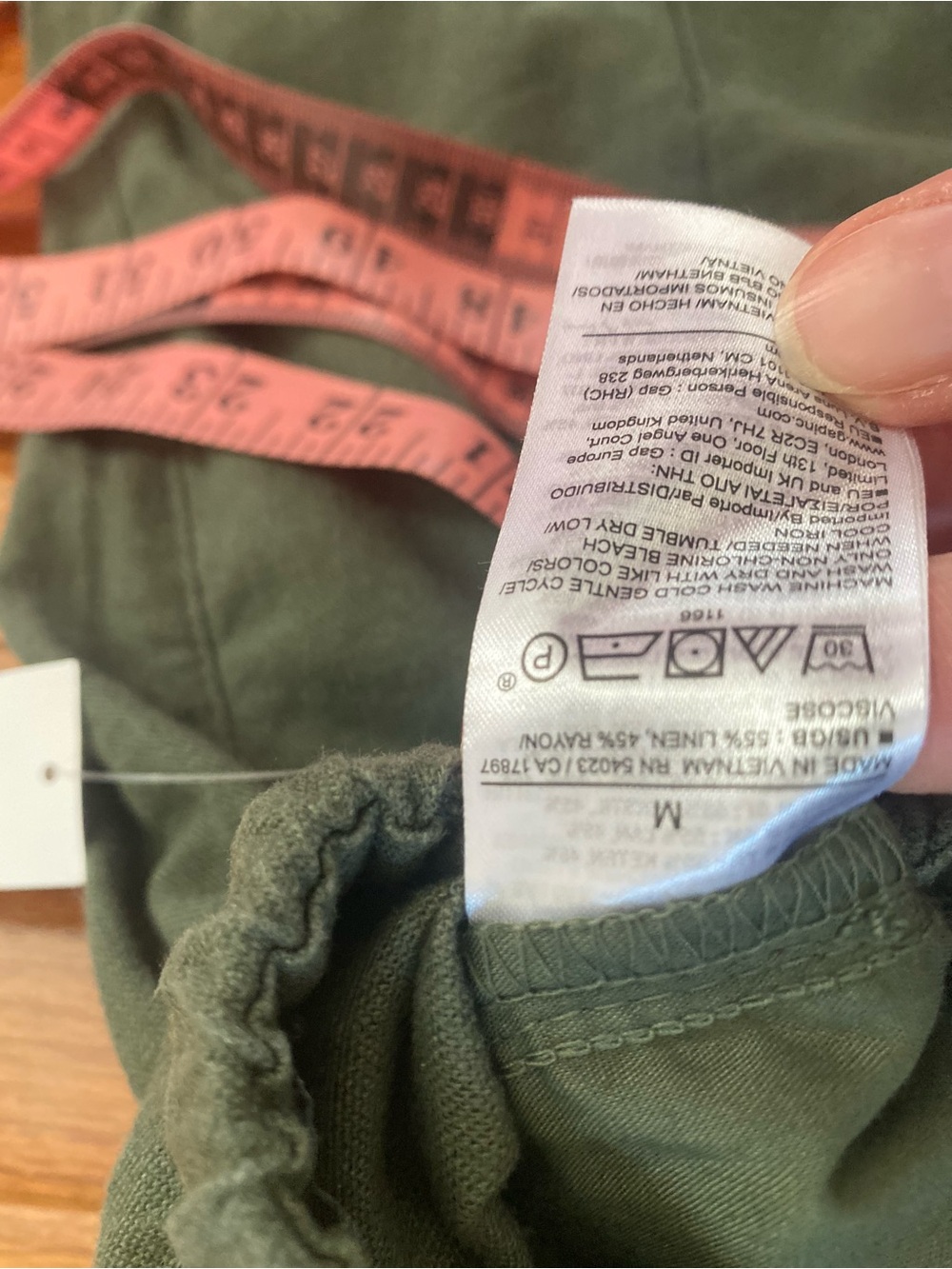 NWT GAP Olive Green Linen Blend Pull On High Rise Wide Leg Pants Med Casual Boho - Picture 10 of 14